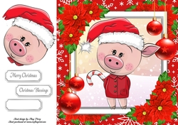 Gorgeous Pig In Santa Hat 8x8