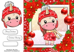 Gorgeous Unicorn In Bobble Hat 8x8