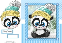 Festive Panda In Bobble Hat 8x8