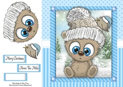 Festive Bear In Bobble Hat 8x8