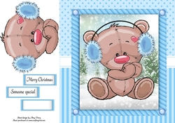 Festive Bear In Ear Muffs 8x8