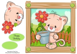 Cute Cat With Flower Pot 8x8