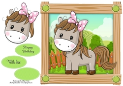 Cute Horse With Pink Bow  8x8