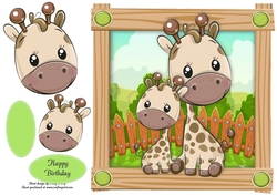 Cute Pair Of Giraffes  8x8