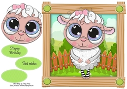 Cute Lamb With Pink Bow 8x8