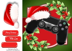 Festive Black Playstation Controller 8x8
