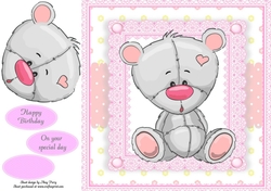 Adorable Grey Bear In Pink Frame 8x8
