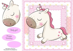 Adorable Pink Unicorn In Pink Frame 8x8