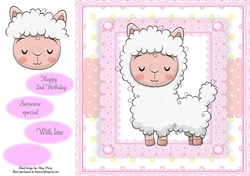 Adorable White Llama In Pink Frame 8x8