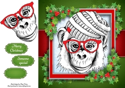 Black, Red & White Monkey 8x8