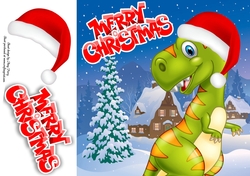 Funny Green & Orange Festive Dinosaur 8x8