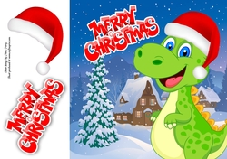 Funny Green Festive Dinosaur 8x8