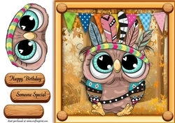 Cute Owl In Indian Fancy Dress 8x8