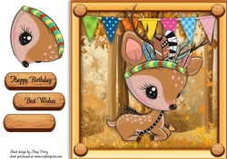 Cute Deer In Indian Fancy Dress 8x8
