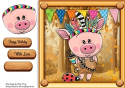 Cute Pig In Indian Fancy Dress 8x8