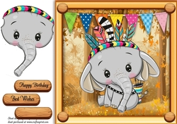 Cute Elephant In Indian Fancy Dress 8x8