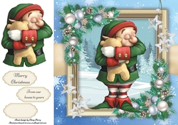 Cute Elf With Teddy Bear 8x8