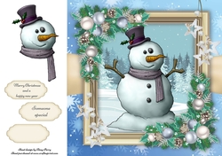 Cute Snowman In Top Hat 8x8