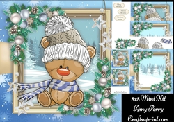Gorgeous Brown Bear With Blue Scarf 8x8 Mini Kit