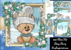 Gorgeous Brown Bear With Bobble Hat 8x8 Mini Kit