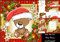 Gorgeous Brown Bear In Santa Hat 8x8 Mini Kit