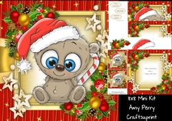 Gorgeous Blue Eyed Bear In Santa Hat 8x8 Mini Kit
