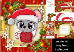 Gorgeous Mouse In Santa Hat 8x8 Mini Kit