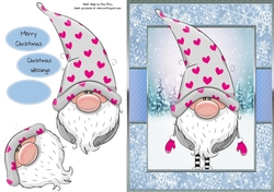Santas Little Helper in a Pink Heart Hat