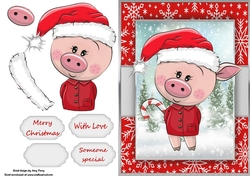 Cute Christmas Pig In Santa Hat