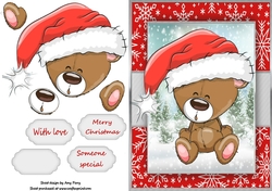 Cute Christmas Bear In Santa Hat