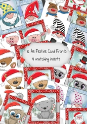 16 A5 Festive Card Fronts With 4 Matching Inserts