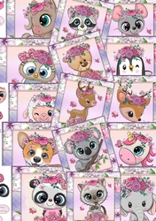 17 8x8 Floral Card Fronts With Various Animals