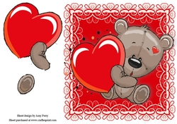 Gorgeous Grey Bear In Red Frame 8x8