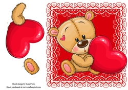 Gorgeous Brown Bear In Red Frame 8x8