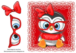 Gorgeous Penguin Wearing Glasses In Red Frame 8x8