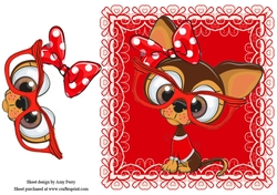 Gorgeous Chihuhua Wearing Glasses In Red Frame 8x8