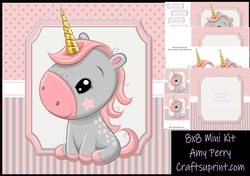 Gorgeous Pink & Grey Unicorn 8x8 Mini Kit