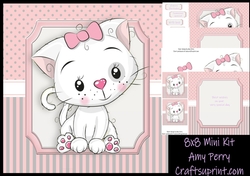 Gorgeous White Kitten With Bow 8x8 Mini Kit