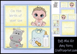 Baby Boy Cube Hippo 8x8 Mini Kit