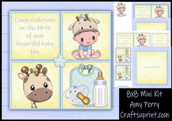Baby Boy Cube Giraffe 8x8 Mini Kit