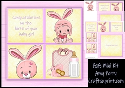 Baby Girl Cube Pink Bunny 8x8 Mini Kit