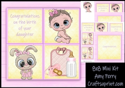 Baby Girl Cube Bunny 8x8 Mini Kit