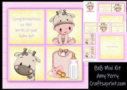 Baby Girl Cube Giraffe 8x8 Mini Kit