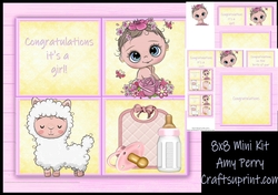 Baby Girl Cube Llama 8x8 Mini Kit