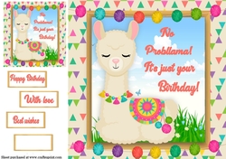 No Probllama its just your birthday Lllama fun 8x8 