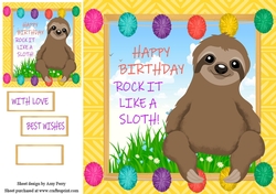 Happy Birthday rock it like a sloth 8x8
