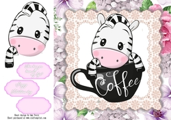 Where have you bean all my life? Zebra (Coffee Humour) 8x8