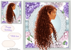 Curly Haired Girl With Hydrangeas 8x8