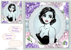 Girl in a black dress With Hydrangeas 8x8