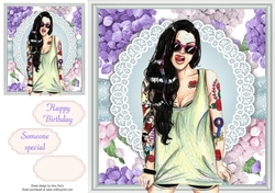 Tattooed girl With Hydrangeas 8x8